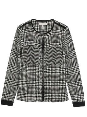 🛍️ Michael Kors Houndtooth Sheer Zip Up Blouse in Medium